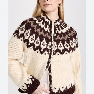 Vtg Icelandic Hand Knit Pure Wool Sweater Nordic Scandinavian Buttoned Sz S